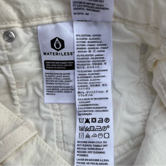 Levi’s 501 white frayed hem button fly distressed festival Jean shorts - Picture 8 of 9